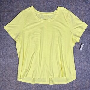 T by Talbots T-Shirt Womens 3X Yellow Slub Knit Short Sleeve Crew Neck NWT